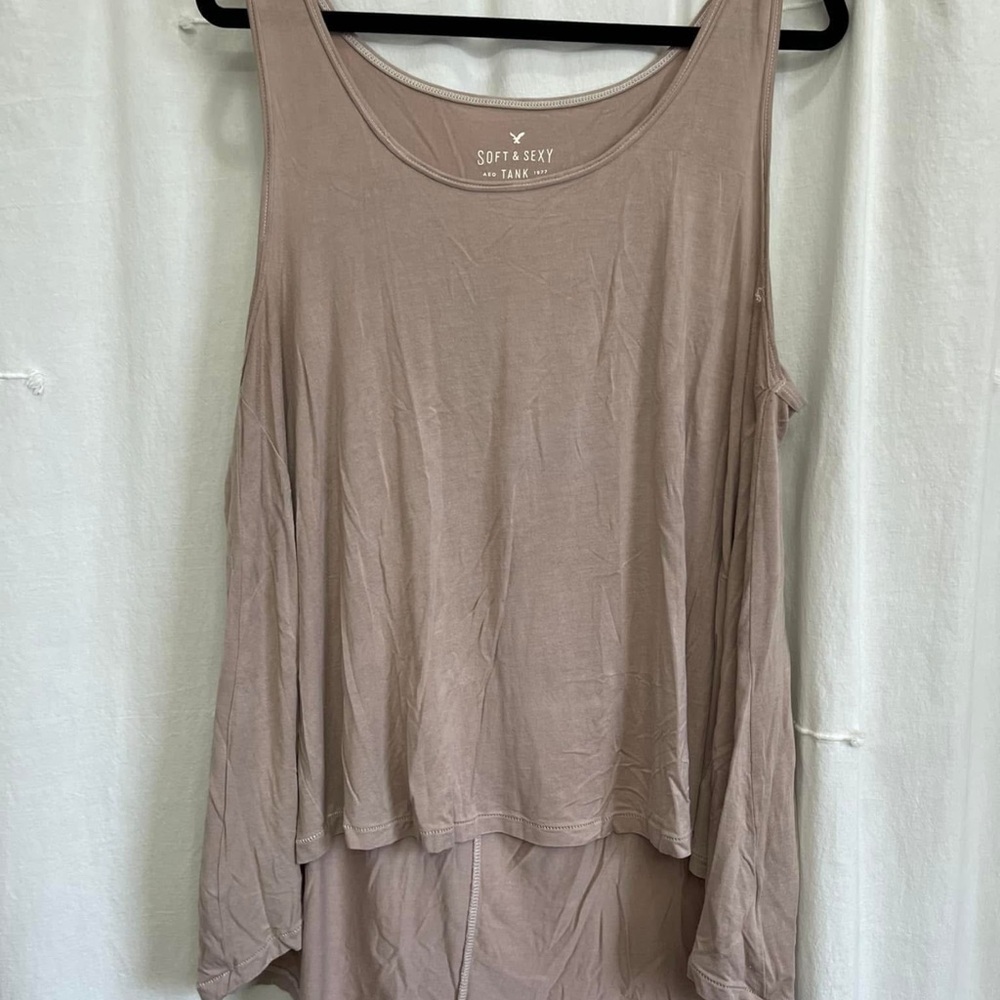 American Eagle Outfitters Brown and Gray Asymmetrical Sleeveless Tank Top